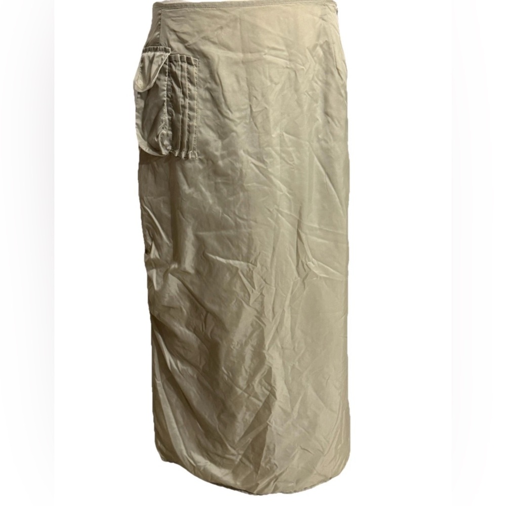 Andrea Rosati Move Vintage Maxi Skirt Y2k Double Zipper Tan Beige Unique Size 10